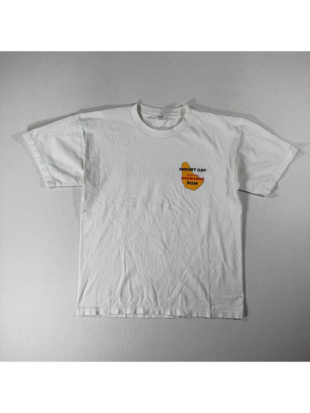 Vintage Mount Gay Barbados Rum White Graphic T-Shirt Large